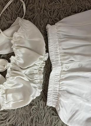 Атласна піжама (топ+шорти)