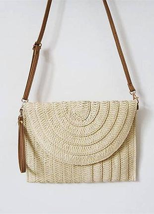 Летняя пляжная соломенная сумка
