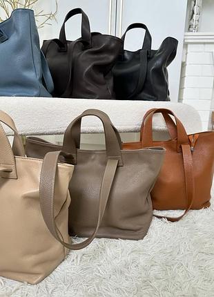 Вместительная кожаная сумка сумки вера пелле италия