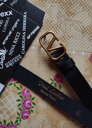 Ремінь жіночий чорний мідь 3см шкіра туреччина + коробка, ремінь чорний бронза з натуральної шкіри пояс