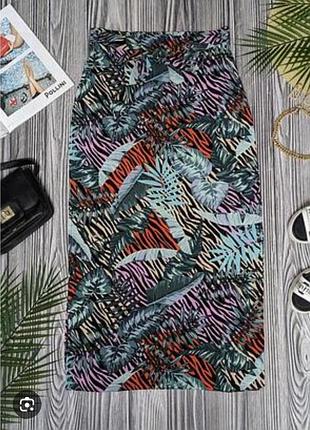 Длинная юбка в листки пальмы