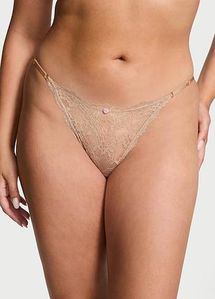 Кружевные бежевые трусики новая коллекция victoria's secret sfx25