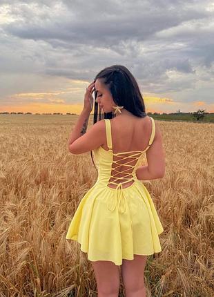 Красива сукня комбінезон лімонна комбез рожева з красивою спинкою