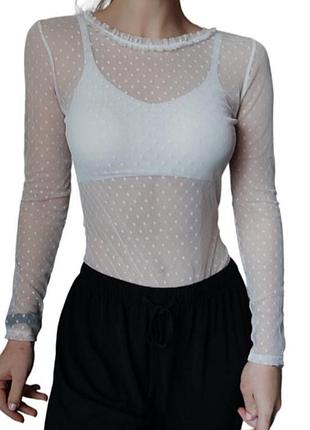 Боди женский, сетка в горох