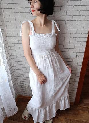 Белоснежное сарафан макси платье