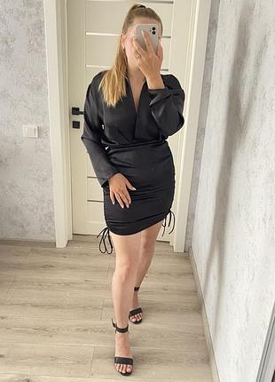 Платье zara платье с затяжками/платье черная