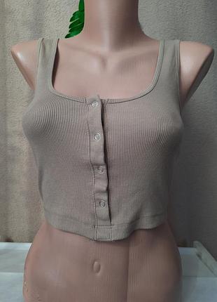 Бежева базова майка  asos в рубчик