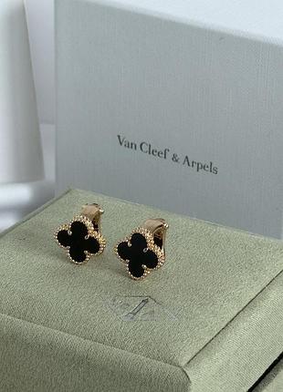 Сережки черный клевер vca van cleef