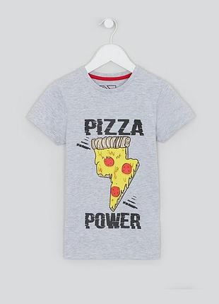 Серая футболка из чистого хлопка pizza power matalan 5-6 лет
