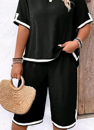 Костюм женский летний футболка и бриджи креп жатка 4 цвета 42-56 гг