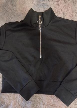 Кофта лонгслив короткий размер с цвет черный