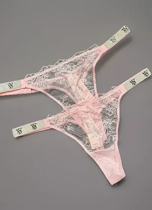 Трусики жіночі victoria’s secret,рожеві m,зі стразами