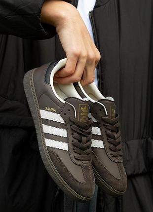 Женские кроссовки adidas samba brown white 36-37-38-39-40-41