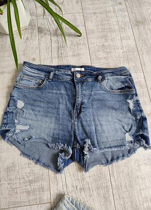 Синие рваные джинсовые шорты от h&amp;m