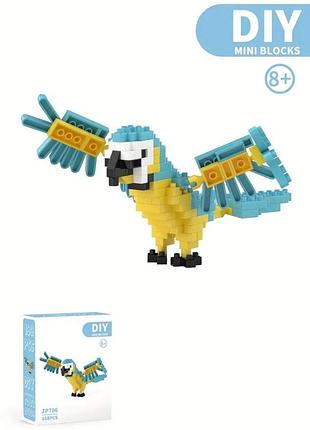 Конструктор nanoblock жовто-блакитний ара 168 елементів. конструктор папуга