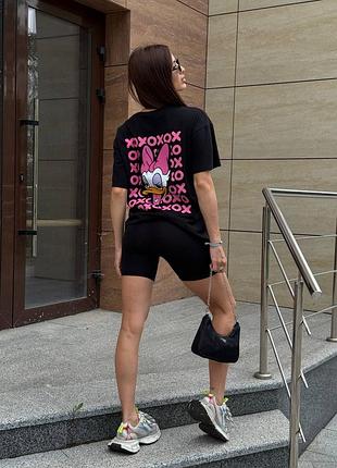 Стильный костюм футболка с велосипедками в расцветках рр 42-52