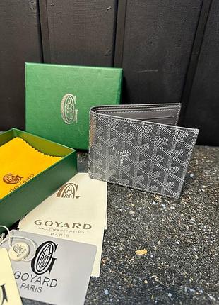 Гаманець goyard натуральна шкіра  сірий в комплекті коробка документи пильник карточки