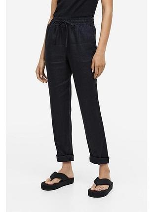 Льняные брюки джоггеры h&m