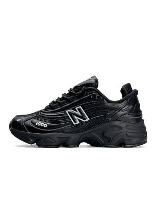 Жіночі кросівки new balance 1000, чорні з білим шкіряні кросівки нью баланс, демісезонні