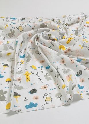 Пелюшка муслінова двошарова сірі мишки penetka 100x75 см