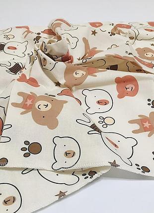 Пеленка бязь бежевые медвежата penetka 110x85 см