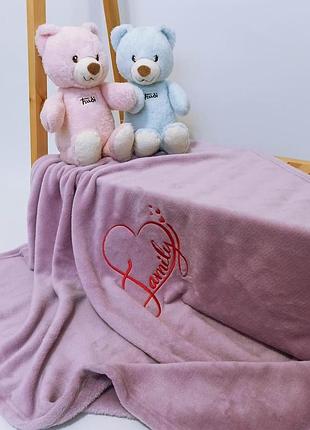 Плед детский фиолетовый с вышивкой family велсофт penetka 95x85 см