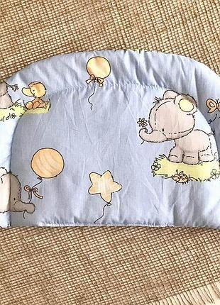 Подушка детская с закругленными углами серые слоники бязь penetka 35x22 см