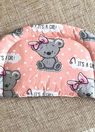 Подушка детская с закругленными углами серый медвеженок бязь penetka 35x22 см
