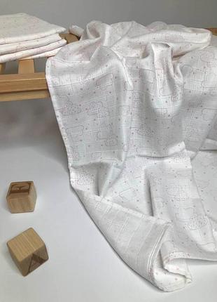 Пеленка муслиновая двухслойная розовые облака penetka 100x80 см