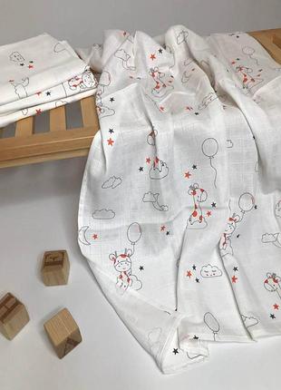 Пеленка муслиновая двухслойная оранжевый жираф penetka 100x80 см