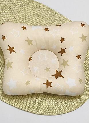 Подушка детская ортопедическая бабочка малая темно бежевые звездочки бязь penetka 25x20 см
