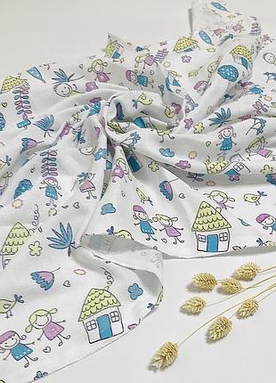 Пеленка зеленый домик муслин двухслойный penetka 90x75 см