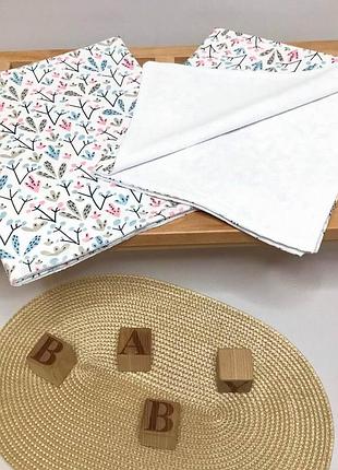 Пеленка непромокаемая (водоотталкивающая) веточки разнотравья польский хлопок+мембрана хлопок penetka 70x50 см