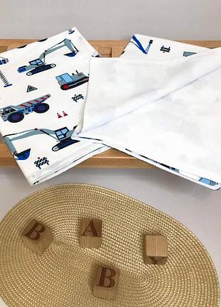 Пеленка непромокаемая (водоотталкивающая) синие экскаваторы польский хлопок+мембрана хлопок penetka 70x50 см