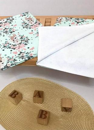 Пеленка непромокаемая (водоотталкивающая) бирюзовые оленята польский хлопок+мембрана хлопок penetka 70x50 см