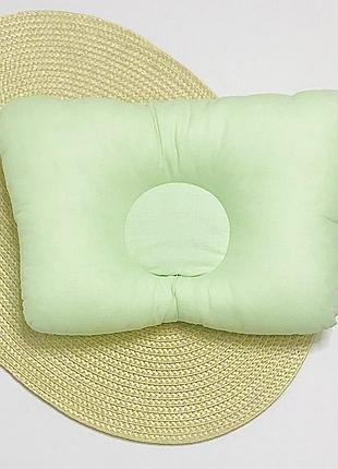 Подушка детская ортопедическая бабочка большая салатовая бязь penetka 32x22 см
