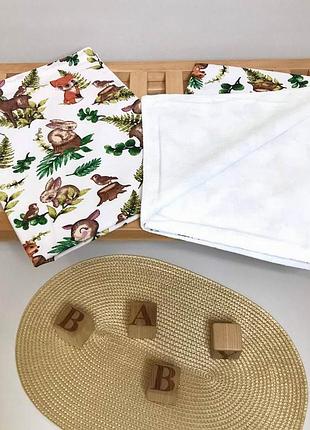 Пеленка непромокаемая (водоотталкивающая) звери в лесу польский хлопок+мембрана хлопок penetka 70x50 см