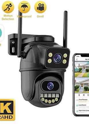 Поворотна камера wi-fi 8mp ptz камера з двома об'єктивами подвійний екран