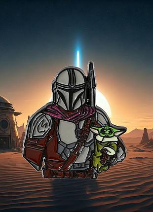 Металлический значок the mandalorian брошка мандалорец и грогу брошь star wars звёздные войны старварс беби йода малыш йода starwars