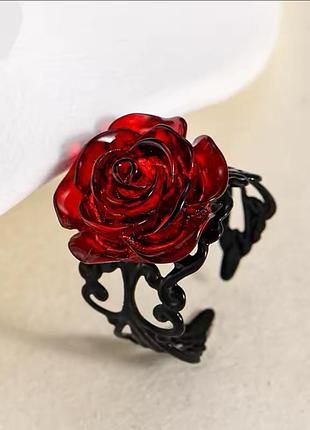 Готична каблучка троянда, червона роза кольцо, вінтажне кольцо, перстень жіночий