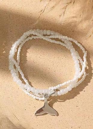 Набор три браслета из бисера морская тематика
