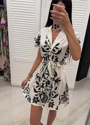 Стильное летнее платье лен zara