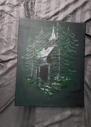 Авторская картина акрил " тайна леса"