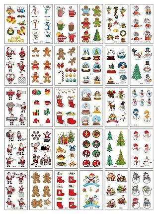Набор детских временных тату "рождество и новый год №2" tattoo-mini-set-cmas-30-2