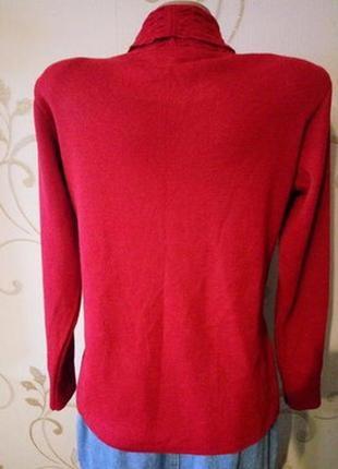 50% merino wool . эффектный красный свитер высокий ворот хомут гольф . шерсть меринос3 фото