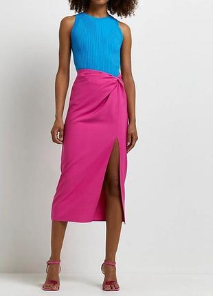 Розовая юбка миди river island twist
