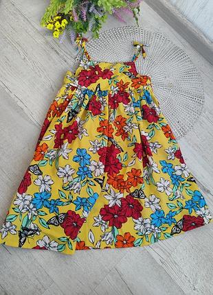 Сарафан с цветочным принтом желтый на возраст 4-5 лет