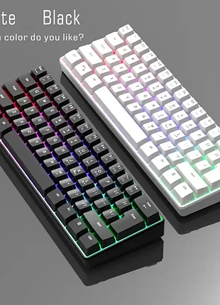 Rgb usb светодиодная клавиатура, мини 60% компьютерная клавиатура