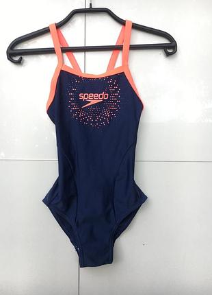 Цільний купальник speedo girl's gala дитячий з тонкими ремінцями, темно-синій 128, 8 років
