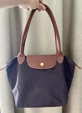 Сумка  сумочка маленька коричнева брендова нейлонова longchamp le pliage